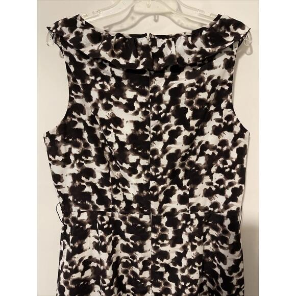 Banana Republic Womens Size 14 Brown/White Ruffled-Neck, Sleeveless Dress! M128 - Picture 9 of 10